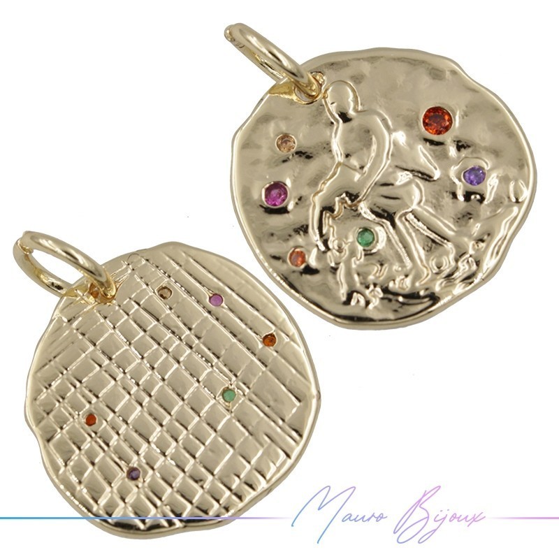 Aquarius Brass Pendant Gold 15mm