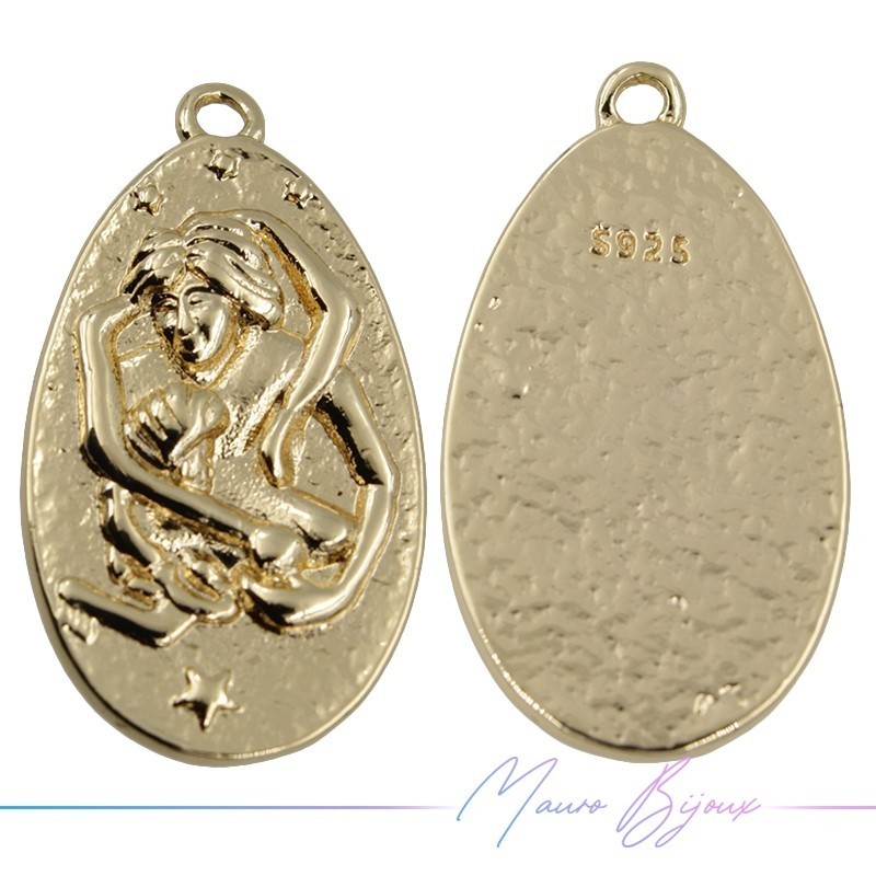MOther Brass Pendant Gold 14x22mm