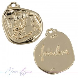 Freedom Brass Pendant Gold 20mm