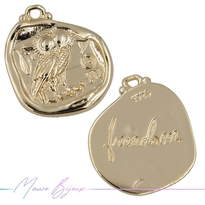 Freedom Brass Pendant Gold 20mm