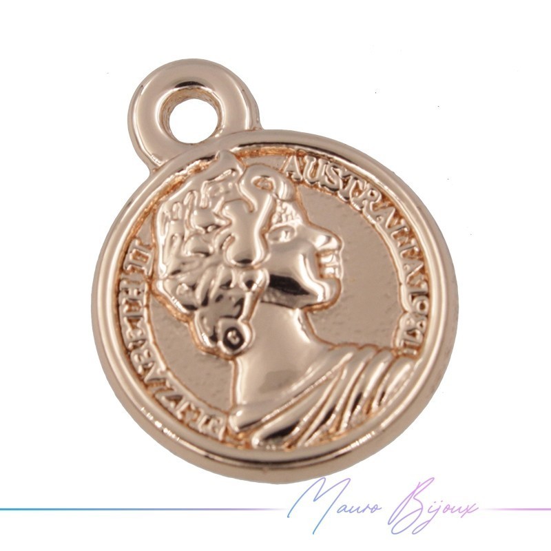 Elizabeth Round Brass Pendant Rosegold 12mm