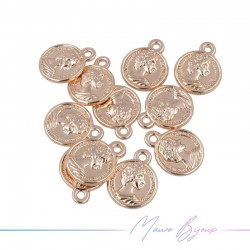 Elizabeth Round Brass Pendant Rosegold 12mm