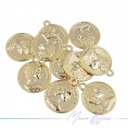 Elizabeth Round Brass Pendant Gold 12mm