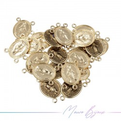 Madonna 3 Rings Enamelled Brass Pendant Gray 11x13mm