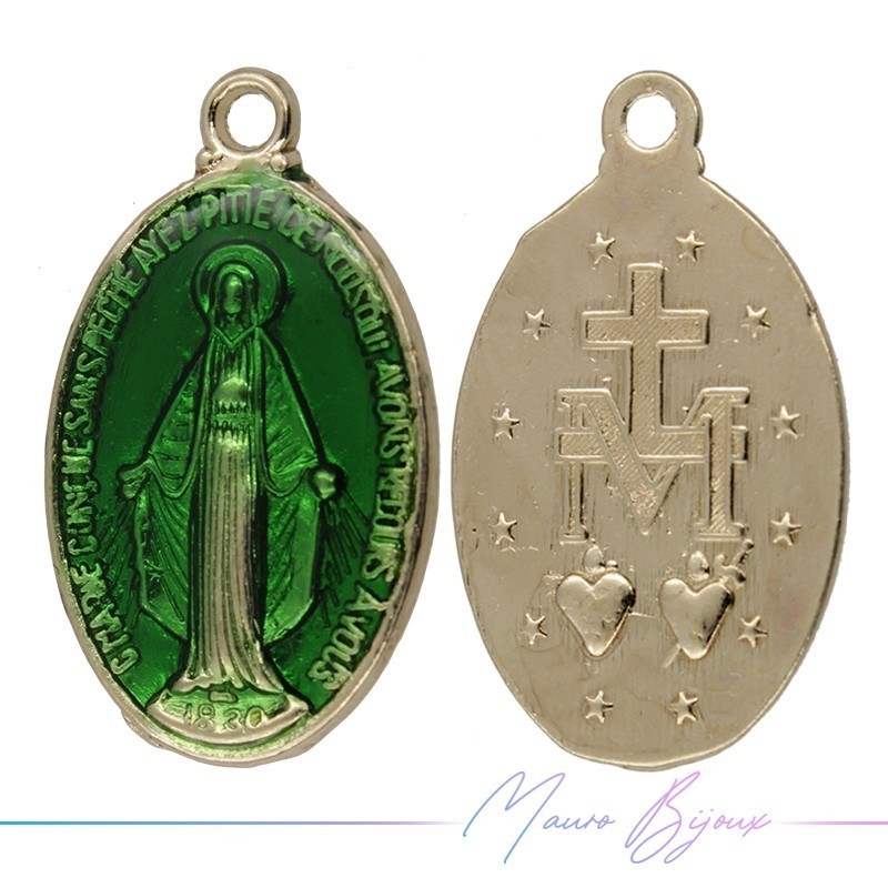Madonnina 15x21mm Verde Ciondolo in Ottone Smaltato