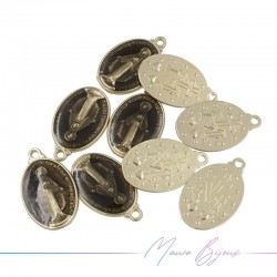 Madonna 15x21mm Gray Enamelled Brass Pendant