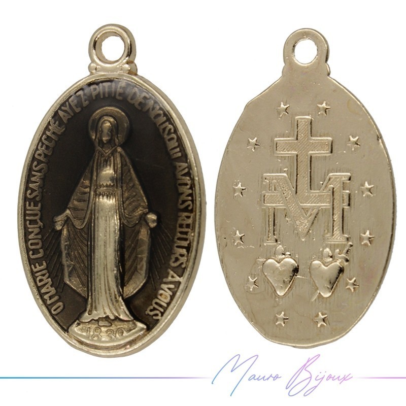 Madonnina 15x21mm Grigio Ciondolo in Ottone Smaltato