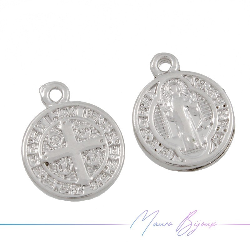 Ciondolo in Ottone Tondo Croce Argento 10.4mm