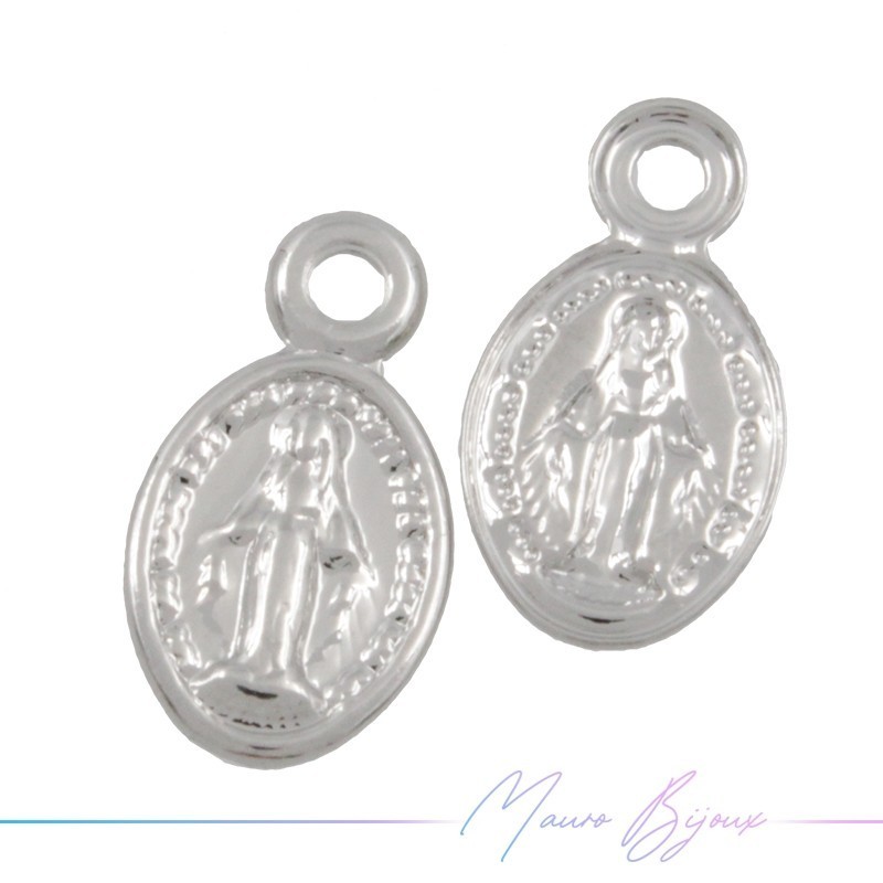Ciondolo in Ottone Madonnina Argento 8.5x6mm