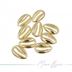 Cauri Shell Gold Brass Pendant 13x8mm