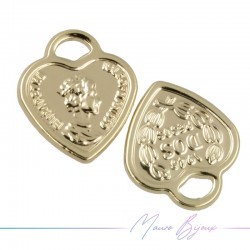 Heart medal Gold Brass Pendant 13x11mm