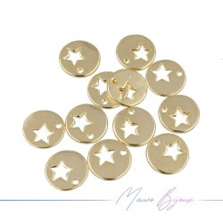 Round Star Gold Brass Pendant 10mm