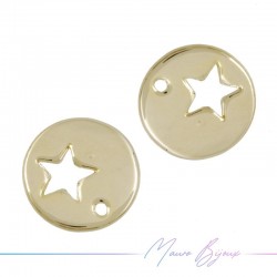 Round Star Gold Brass Pendant 10mm