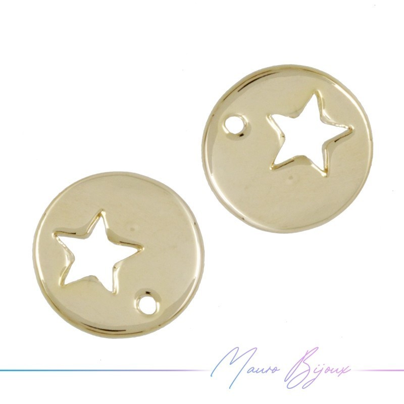 Round Star Gold Brass Pendant 10mm