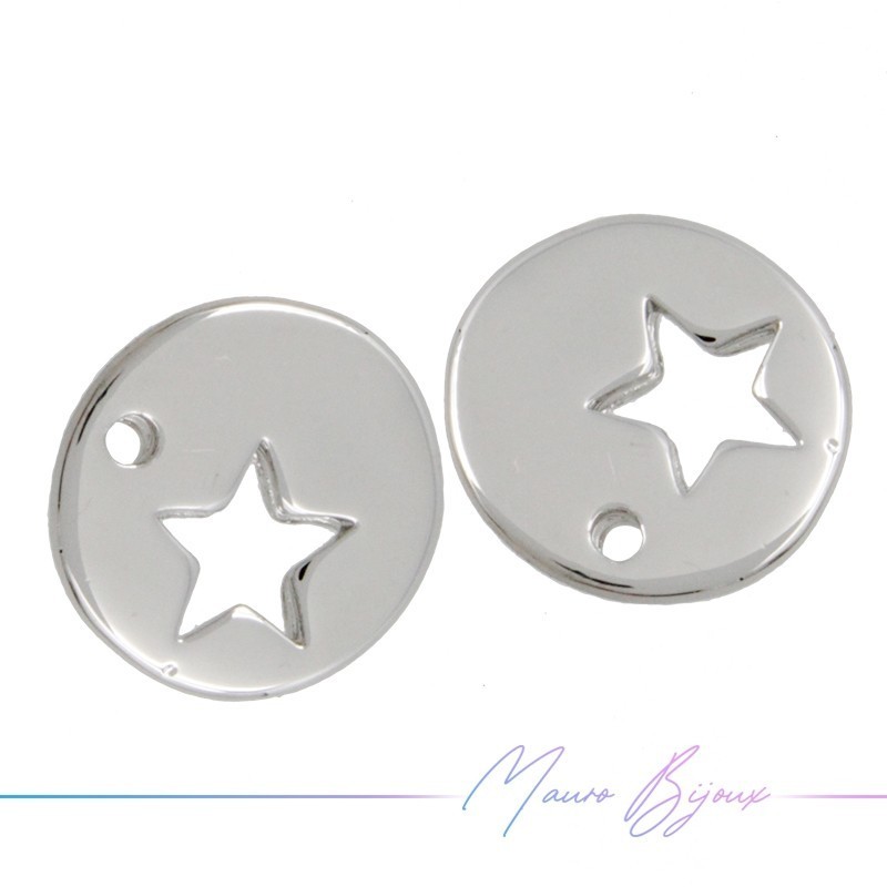 Round Star Silver Brass Pendant 10mm