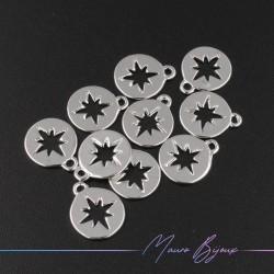 Round Stars Silver Brass Pendant 10mm