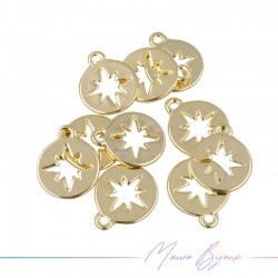 Round Stars Gold Brass Pendant 10mm