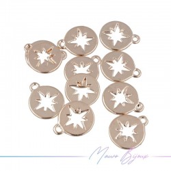 Round Stars RoseGold Brass Pendant 10mm