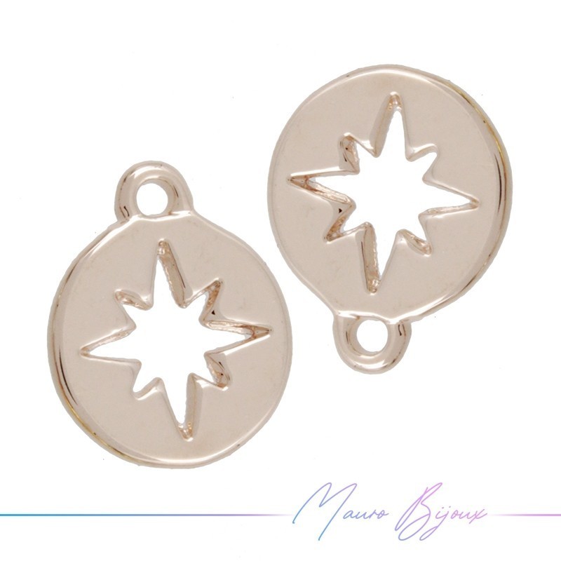 Round Stars RoseGold Brass Pendant 10mm