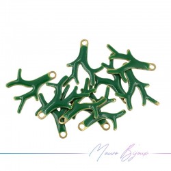 Ciondolo in Ottone Smaltato Rami Verdi 15x13mm