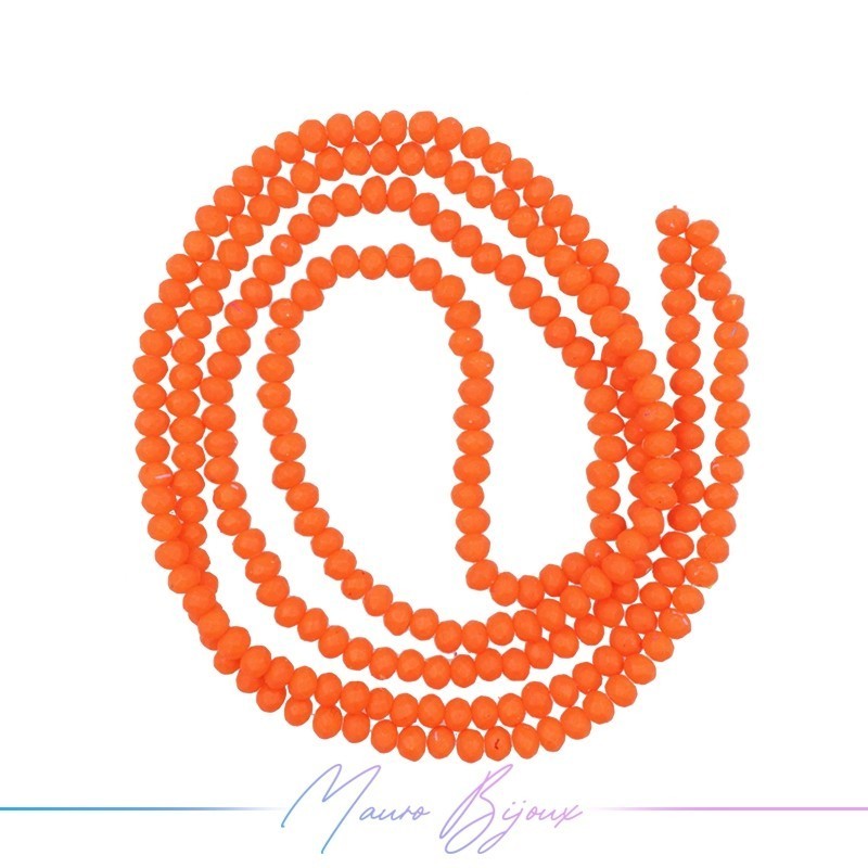 Filo Cristallo Ricoperto in Silicone Rondella Sfacettata Arancione 10mm
