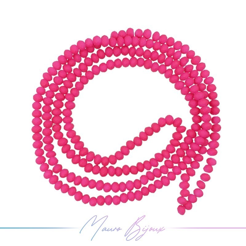 Filo Cristallo Ricoperto in Silicone Rondella Sfacettata Fucsia 10mm