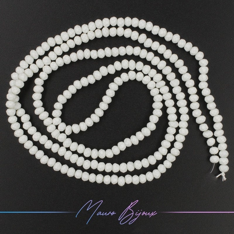 Filo Cristallo Ricoperto in Silicone Rondella Sfacettata Bianca 8mm