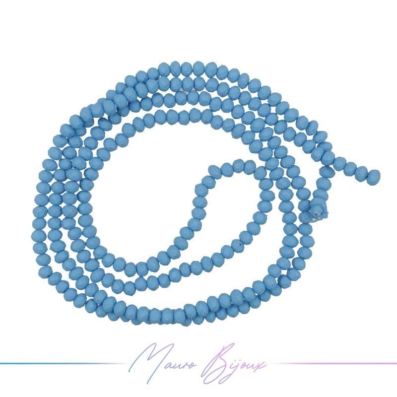 Filo Cristallo Ricoperto in Silicone Rondella Sfacettata Azzurro 10mm