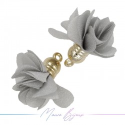 Charms Flower of Satin with Top in Brass 8x28mm