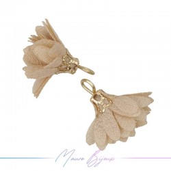 Ciondoli Fiore in Raso con Coppetta in Ottone 6x16mm