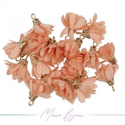 Ciondoli Fiore in Raso con Coppetta in Ottone 6x16mm