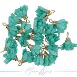 Ciondoli Fiore in Raso con Coppetta in Ottone 6x16mm