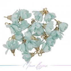 Ciondoli Fiore in Raso con Coppetta in Ottone 6x16mm