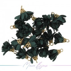Charms Flower of Satin with Top in Brass 6x16mm