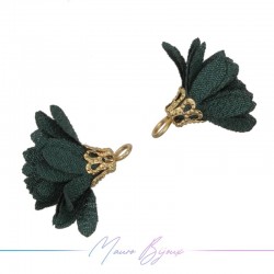 Ciondoli Fiore in Raso con Coppetta in Ottone 6x16mm