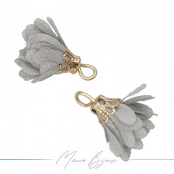 Ciondoli Fiore in Raso con Coppetta in Ottone 6x16mm