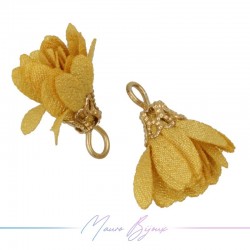 Ciondoli Fiore in Raso con Coppetta in Ottone 6x16mm