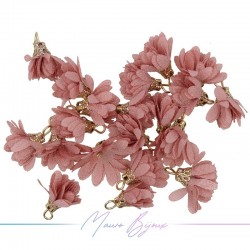 Ciondoli Fiore in Raso con Coppetta in Ottone 6x16mm