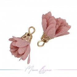 Ciondoli Fiore in Raso con Coppetta in Ottone 6x16mm