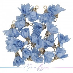 Ciondoli Fiore in Raso con Coppetta in Ottone 6x16mm