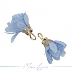 Ciondoli Fiore in Raso con Coppetta in Ottone 6x16mm