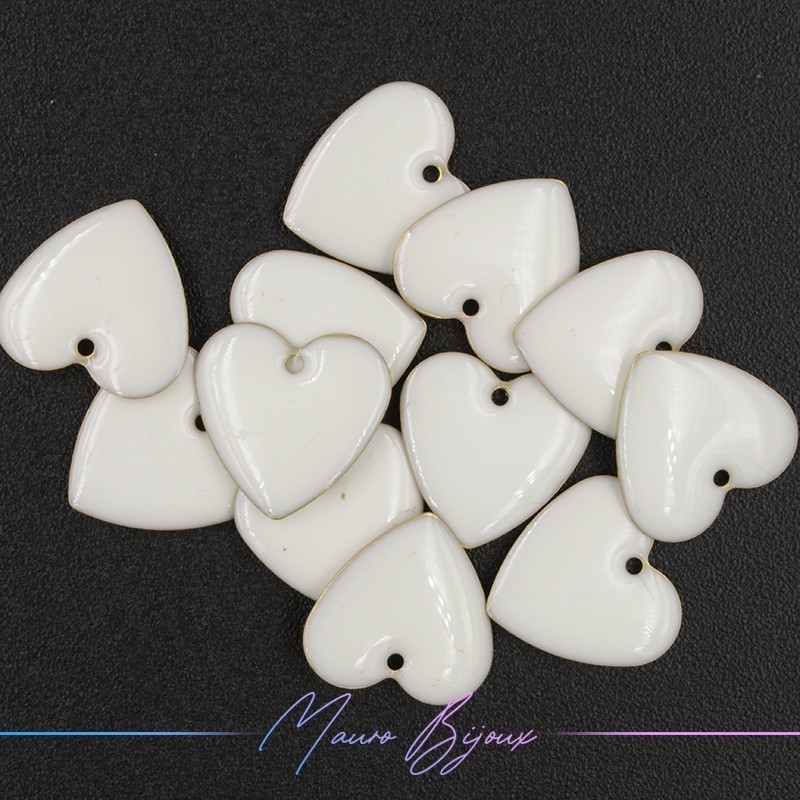 Heart Enamelled Brass Pendant 14.5x15mm