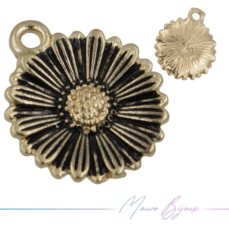 Ciondolo in Ottone Smaltato Girasole 11.5mm