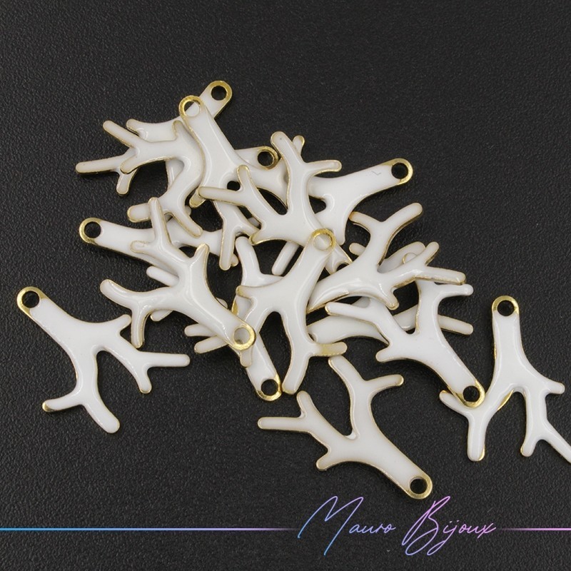 Ciondolo in Ottone Smaltato Rami Verdi 15x13mm