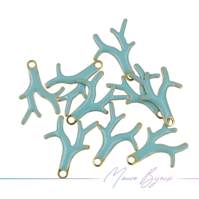 Ciondolo in Ottone Smaltato Rami Verdi 15x13mm