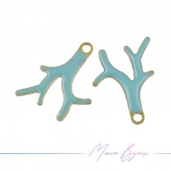 Ciondolo in Ottone Smaltato Rami Verdi 15x13mm