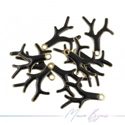 Ciondolo in Ottone Smaltato Rami Verdi 15x13mm