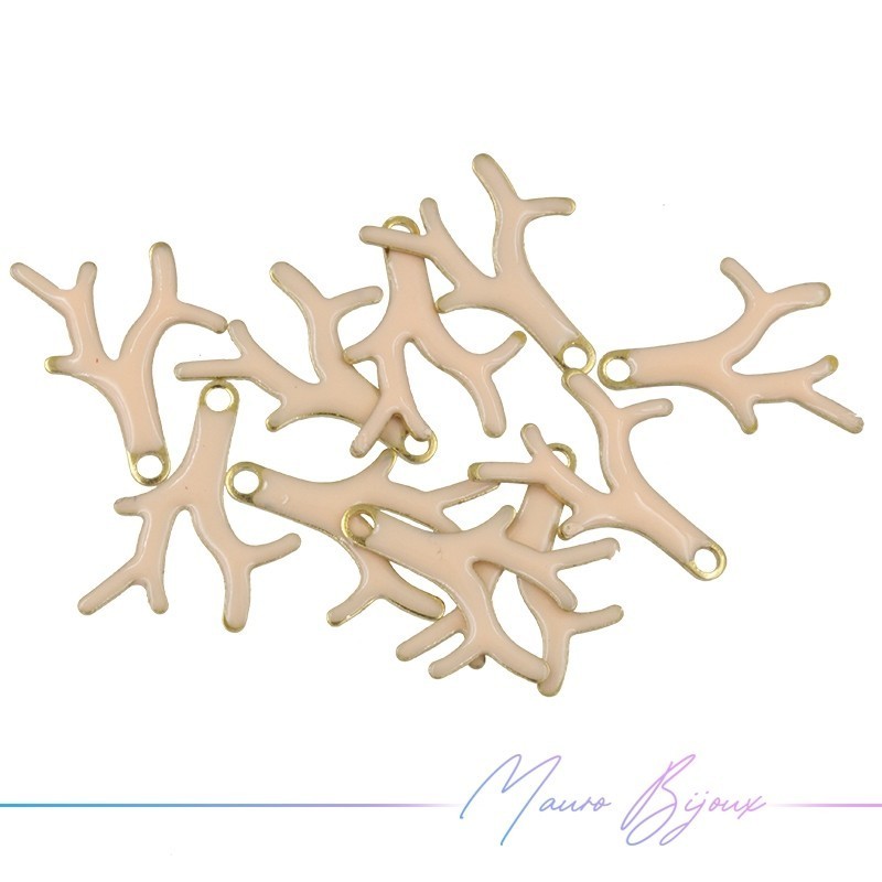 Ciondolo in Ottone Smaltato Rami Verdi 15x13mm