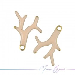 Ciondolo in Ottone Smaltato Rami Verdi 15x13mm