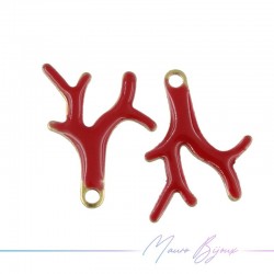 Ciondolo in Ottone Smaltato Rami Verdi 15x13mm